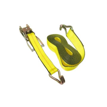 Ratchet Strap w/ "J" Hooks & Straps - 2" x 27' - 10k Capacity - Yellow