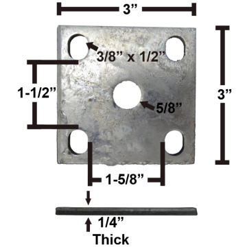 Galvanized Axle Tie Plate for 1 1/2" Axle and 1 3/4" Spring