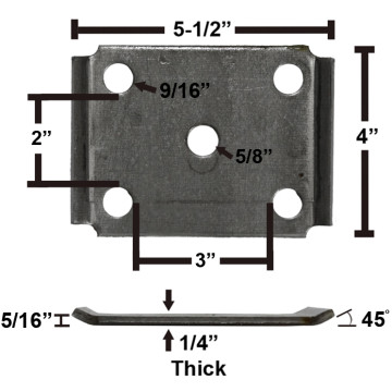 Axle Tie Plate for 3" Tube Axle and 2" Spring