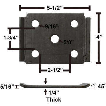 Axle Tie Plate for 2 3/8" Tube Axle and 1 3/4" Spring