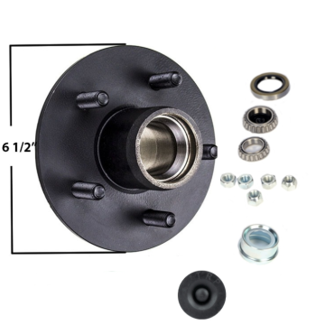 Trailer Hub - 5 on 4 1/2" Bolt Circle with 44643 Bearings - With 6 1/2" Flange 