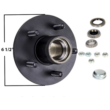 Trailer Hub - 5 on 4 1/2" Bolt Circle with 44649 Bearings - With 6 1/2" Flange