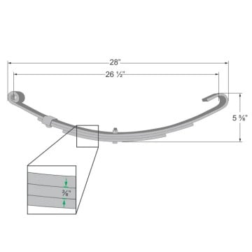 Trailer Leaf Spring - 3 Leaves - 1,750 lbs. Capacity