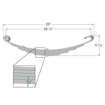 Trailer Leaf Spring - 5 Leaf - 2,850 lbs. Capacity