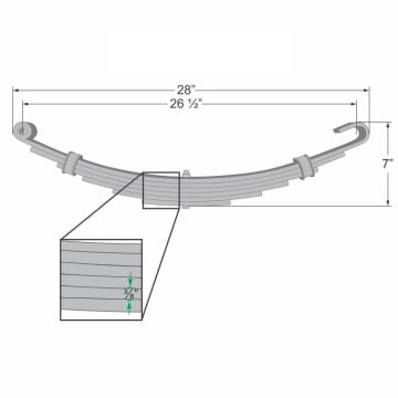 Trailer Leaf Spring - 6 Leaf - 3,300 lbs. Capacity