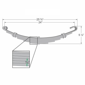 Trailer Leaf Spring - 6 Leaf - 2,000 lbs. Capacity