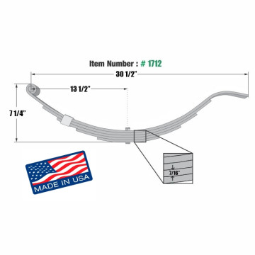 Trailer Leaf Spring - 5 Leaves 2 1/2" Wide - 5,000 lbs. Capacity - Compatible w/ 072-080-01