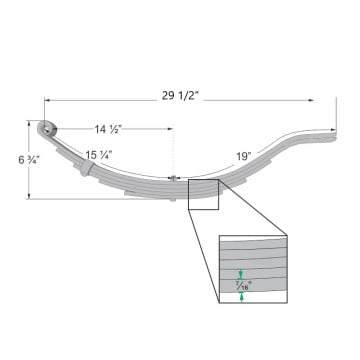 Trailer Leaf Spring - 5 Leaf - 5,000 lbs. Capacity