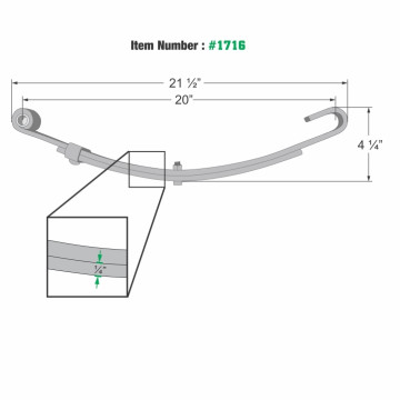 LoadRite 20" Open Eye Trailer Leaf Spring - 2 Leaves - 600 lbs. Capacity 2073.02 (Also Known As Hook Up)