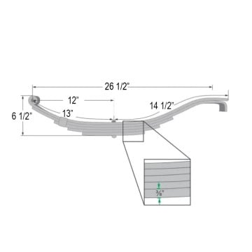Trailer Leaf Spring - 5 Leaf - 3,000 lbs. Capacity - 2" Wide
