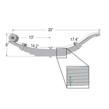 Trailer Leaf Spring - 6 Leaf - 4,500 lbs. Capacity 