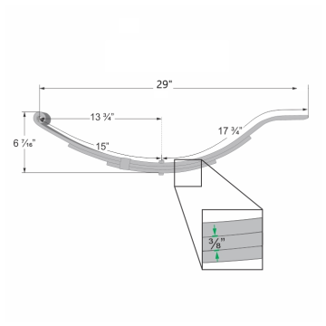 Trailer Leaf Spring - 3 Leaf -1,400 lbs. Capacity