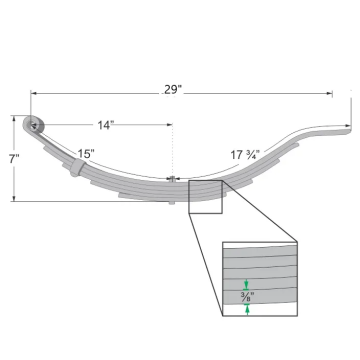 Trailer Leaf Spring - 5 Leaf - 2,200 lbs. Capacity