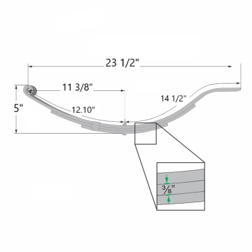 Trailer Leaf Spring - 3 Leaf - 1,720 lbs. Capacity
