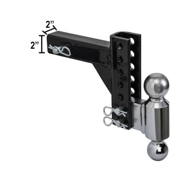 Adjustable Dual Ball Hitch – 2” and 2 5/16” Balls – 5.75" Drop - 10" Rise - 10K Capacity