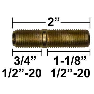 1/2"-20 x 1/2"-20 - 2" Overall Length - Dexter&reg; Double Thread Wheel Stud