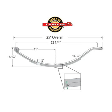 Trailer Leaf Spring - 2 Leaf - 1,000 lbs. Capacity