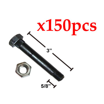 150 Count 9/16" x 3" - Trailer Spring Bolt with Nut - Compatible with 007-003-00