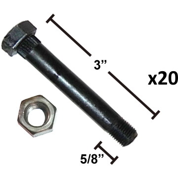 20 pc 9/16" x 3" - Trailer Spring Bolt with Nut - Compatible with 007-003-00