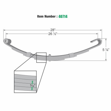 Loadrite 26" Open Eye Trailer Leaf Spring - 4 Leaves - 2,350 lbs. Capacity - 2030.023 / Compatible with 250-031411