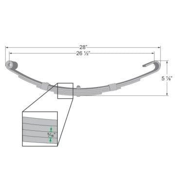 Trailer Leaf Spring - 4 Leaves - 2,350 lbs. Capacity