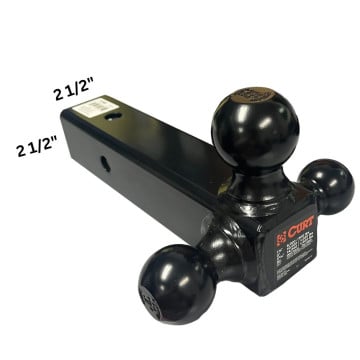 CURT 45651 Tri-Ball Mount for 2 1/2" Hitches - Hollow Shank - 1 7/8" - 2" - 2 5/16" Balls - Black