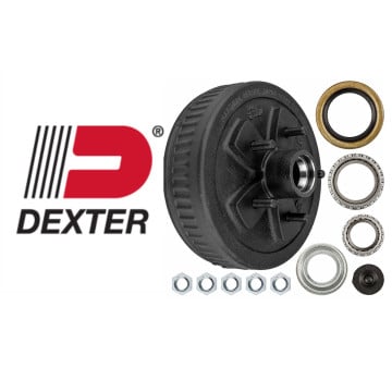 10" x 2 1/4" Brake Drum - 5 Bolt on 5" with 1 3/8" x 1 1/16" Bearings (68149 x 44649) - 1/2" Studs