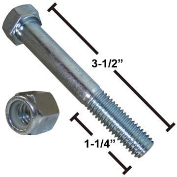 Bolt 1/2" x 3 1/2" w/ Lock Nut - Zinc Plated - For Springs