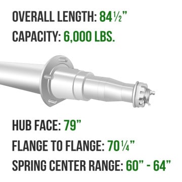 Dexter Trailer Axle - 3" Round - 6,000 lbs. Capacity - Includes Spindle Hardware & Spring Seats