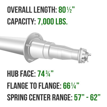 Trailer Axle - 3" Round - 7,000 lbs. Capacity - 1 3/4" x 1 1/4" Spindles - Painted
