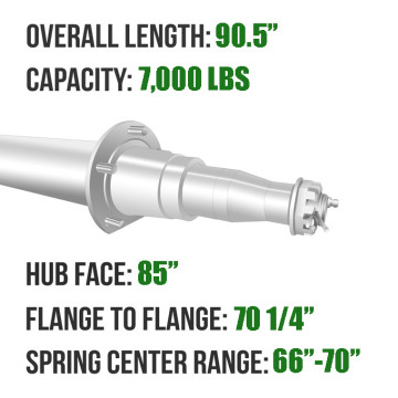 Trailer Axle - 3" Round - 7,000 lbs. Capacity - 1 3/4" x 1 1/4" Spindles - Painted