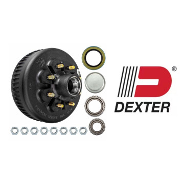 12 1/4" x 3 3/8" Brake Drum - 8 on 6 1/2" with 25580 x 02475 Bearings - 9/16" Studs