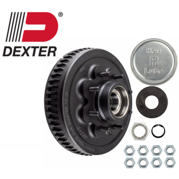 12" x 2" Nev-R-Lube Brake Drum - 8 on 6 1/2" with 50mm Bearing Cartridge (31-071-03) - 9/16" Studs