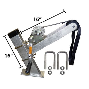 Boat Trailer Winch Post - 2" x 3" x 16" - Galvanized - w/ 600lb Winch & 15ft Strap - Fits 2" x 3" Tongue