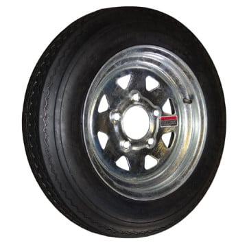 480-12 Bias Trailer Tire – Galvanized – 990 lb Capacity - 5 on 4.5” – Load Range C