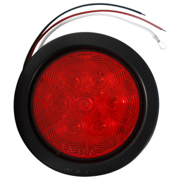 LED Tail Light 4" Round with Rubber Grommet - 7 LEDs 