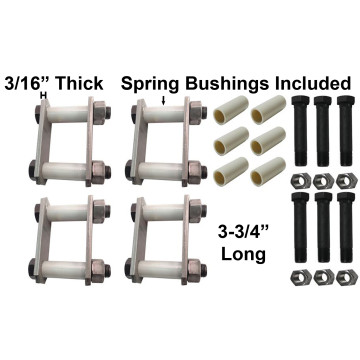 Trailer Shackle Repair Kit (Both Sides) For 1 3/4" Wide Springs Shackles 3 3/4" Long For Tandem Axle Trailers