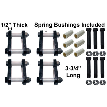 Heavy Duty Trailer Shackle Repair Kit (Both Sides) For 1 3/4" Wide Springs Shackles 3 3/4" Long For Tandem Axle Trailers