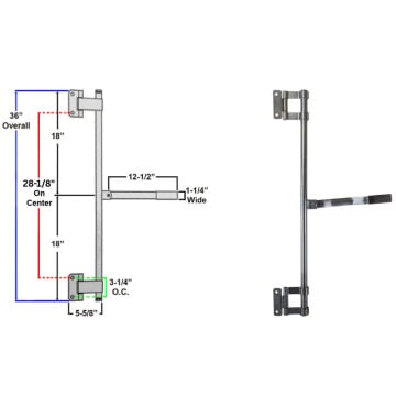 36" Cam Latch Side Door Bar Lock Assembly 