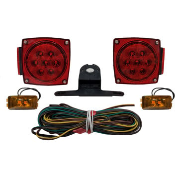 Submersible LED Trailer Light Kit - 7 LEDs with Marker Lights - 25' Wire Harness