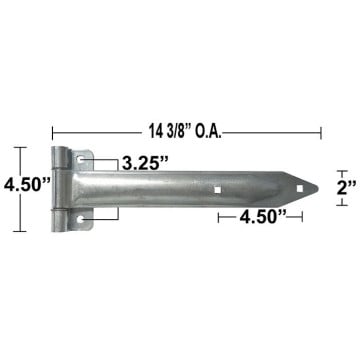 Carry-On Trailer Door Hinge - Zinc Plated - 14 3/8" Long x 2" Wide 