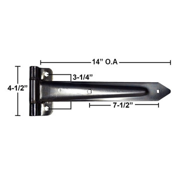 Trailer Door Hinge - Zinc Plated - 14" Long x 2" Wide 