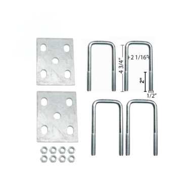 Trailer U-Bolt Kit - Fits 2" Square Axle - Galvanized Plates - Zinc U-Bolts