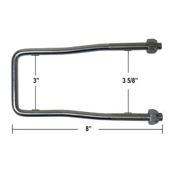 U-Bolt Spare Tire Carrier - Fits up to 3" Wide Frames - With Lug Nuts - Fits 4 and 5 Lug Wheels - Zinc Plated