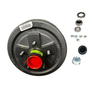 PREGREASED Brake Drum - 10" x 2 1/4" -5 on 4 1/2" with 68149 x44649 Bearings - 1/2" Studs 