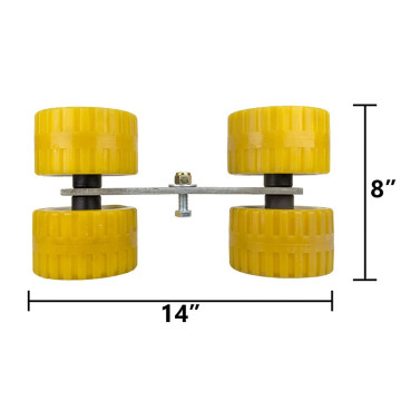 Quad Roller Assembly with 3" x 5" x 3/4" Yellow Rollers - Less Arm