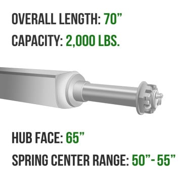 Trailer Axle - 2" Square - 2,000 lbs. Capacity - 1 1/16" Spindles - Galvanized