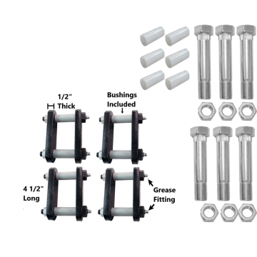  Trailer Shackle Kit - For 1 3/4" Wide Springs - For Tandem Axle Trailers - Heavy Duty With Wet Bolts