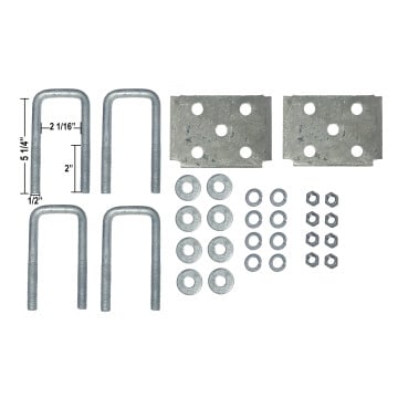 Trailer U-Bolt Kit - For 2" Square Axles - Hot Dipped Galvanized