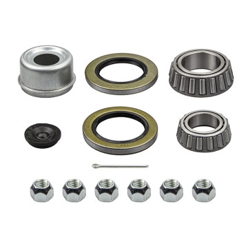 Trailer Bearing Kit with L25580 and L15123 Bearings, GS11 and GS15 Grease Seals, 4LN Lug Nuts, and Lube Dust Cap -Fits Tiedown 46895X Rotor
